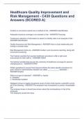 Healthcare Quality Improvement and Risk Management - C430 Questions and Answers &lpar;SCORED A&rpar;