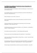 Certified Hemodialysis Technician Exam Questions & Answers Solved 100&percnt;