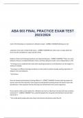 ABA 603 FINAL PRACTICE EXAM TEST  2023/2024