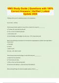 VMO Study Guide &vert; Questions with 100&percnt; Correct Answers &vert; Verified &vert; Latest Update 2024 &vert; 26 Pages