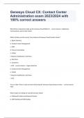 Genesys Cloud CX: Contact Center Administration exam 2023/2024 with 100% correct answers