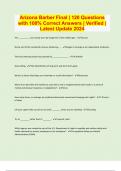 Arizona Barber Final &vert; 120 Questions with 100&percnt; Correct Answers &vert; Verified &vert; Latest Update 2024