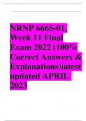 NRNP 6665-01, Week 11 Final Exam 2022 (100% Correct Answers & Explanations)