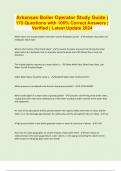 Arkansas Boiler Operator Study Guide &vert; 175 Questions with 100&percnt; Correct Answers &vert; Verified &vert; Latest Update 2024