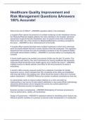 Healthcare Quality Improvement and Risk Management Questions &Answers 100&percnt; Accurate&excl;