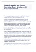 Health Promotion and Disease Prevention Exam Questions with Complete Solutions&period;