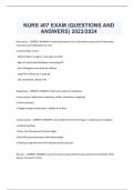 NURS 407 EXAM (QUESTIONS AND  ANSWERS) 2023/2024