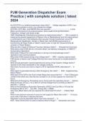 PJM Generation Dispatcher Exam Practice &vert; with complete solution &vert; latest 2024