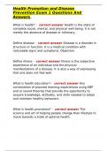 Health Promotion and Disease Prevention Exam 1 Questions And Answers 