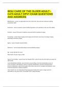 WGU CARE OF THE OLDER ADULT - C475 ADULT DPV1 EXAM QUESTIONS AND ANSWERS.|GUARANTEED SUCCESS
