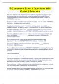 E-Commerce Exam 1 Questions With Correct Solutions