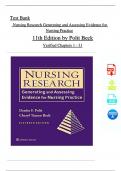 TEST BANK For Nursing Research Generating and Assessing Evidence for Nursing Practice 11th Edition by Denise Polit; Cheryl Beck, All Chapters 1 - 31, Complete Newest Version