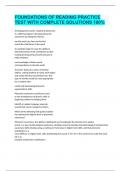 FOUNDATIONS OF READING PRACTICE TEST WITH COMPLETE SOLUTIONS 100&percnt; 