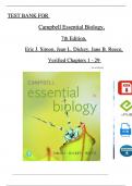 Campbell Essential Biology with Physiology, 7th Edition TEST BANK by Eric J. Simon, Jean L. Dickey, All Chapters 1 - 29, Complete Newest Version
