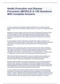 Health Promotion and Disease Prevention &lpar;MODULE 2&rpar; 100 Questions With Complete Answers&period;