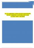 ALAT CERTIFICATION STUDY QUESTIONS WITH VERIFIED ANSWERS 2023-2024 LATEST 100&percnt; GRADED