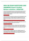 HESI OB EXAM QUESTIONS AND  ANSWERS&vert; Expert Verified  Written solutions &vert; UPDATED