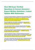 Hesi OB Exam Verified  Questions & Correct Answers |  Expert Written Solutions | Latest Update With Rationales