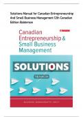 Solutions Manual for Canadian Entrepreneurship  And Small Business Management 12th Canadian  Edition Balderson