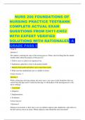 NURS 200 FOUNDATIONS OF  NURSING PRACTICE TESTBANK  COMPLETE ACTUAL EXAM  QUESTIONS FROM CH11-CH52  WITH EXPERT VERIFIED  SOLUTIONS WITH RATIONALES| A  GRADE PASS !!
