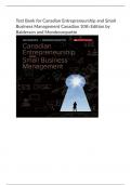 Test Bank for Canadian Entrepreneurship and Small  Business Management Canadian 10th Edition by  Balderson and Mombourquette