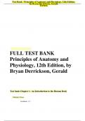 FULL TEST BANK Principles of Anatomy and Physiology&comma; 12th Edition&comma; by Bryan Derrickson&comma; Gerald