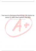Test bank for Biological Psychology 13th Edition by James W. Kalat
