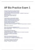 AP Bio Practice Exam 1  100% CORRECT ANSWERS