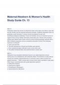 Essential of Maternal-Newborn & Women's Health Chapter 13 |Latest Updated Study Guide