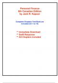 Test Bank for Personal Finance, 8th Canadian Edition Kapoor (All Chapters included)