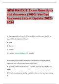 HESI RN EXIT Exam Questions  and Answers (100% Verified  Answers) Latest Update 2023 2024