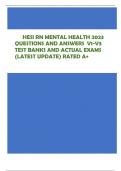 HESI RN MENTAL HEALTH 2023  QUESTIONS AND ANSWERS  V1-V3  TEST BANKS AND ACTUAL EXAMS  (LATEST UPDATE) RATED A+