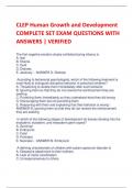 CLEP Human Growth and Development COMPLETE SET EXAM QUESTIONS WITH  ANSWERS | VERIFIED