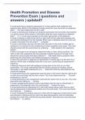 Health Promotion and Disease Prevention Exam &vert; questions and answers &vert; updated&excl;&excl;