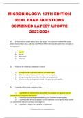 MICROBIOLOGY: 13TH EDITION  REAL EXAM QUESTIONS  COMBINED LATEST UPDATE  2023/2024