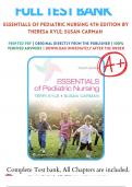 Test Bank For Essentials of Pediatric Nursing 4th Edition by Kyle Carman | 9781975139841 | 2021-2022 | Chapter 1-29 |All Chapters with Answers and Rationals