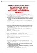 TEST BANK NEUROSCIENCE  EXPLORING THE BRAIN  NETWORK | REAL EXAM  QUESTIONS WITH VERIFIED  ANSWERS