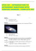 CPCS 181 – INTRODUCTION TO  ASTRONOMY QUESTIONS WITH  VERIFIED ANSWERS | COMPLETE SET