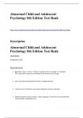 Abnormal Child and Adolescent Psychology  8th Edition Test Bank