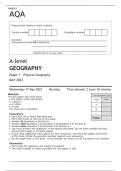 AQA A-level GEOGRAPHY Paper 1&Tab; MAY 2023 FINAL QUESTION PAPER Physical Geography