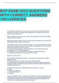 BCP EXAM 2023 QUESTIONS WITH CORRECT ANSWERS 100%VERIFIED