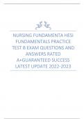 NURSING FUNDAMENTA HESI  FUNDAMENTALS PRACTICE  TEST B EXAM QUESTIONS AND  ANSWERS RATED  A&plus;GUARANTEED SUCCESS  LATEST UPDATE 202