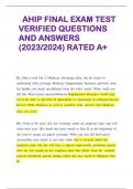 AHIP FINAL EXAM TEST  VERIFIED QUESTIONS  AND ANSWERS  (2023/2024) RATED A+