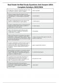 Real Estate Verified Study Questions And Answers With Complete Solutions 2023&sol;2024