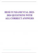 HESI FUNDAMENTAL 2023-2024 QUESTIONS WITH ALL CORRECT ANSWERS