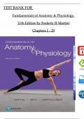 TEST BANK For Fundamentals of Anatomy and Physiology, 11th Edition by Frederic H Martini, All Chapters 1 - 29, Complete Newest Version