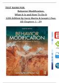 TEST BANK For Behavior Modification: What It Is and How To Do It, 12th Edition by Garry Martin & Joseph J. Pear, All Chapters 1 - 29, Complete Newest Version
