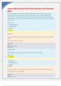 Leadership Nursing Final Exam Questions and Answers 2024
