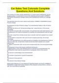Car Sales Test Colorado Complete Questions And Solutions