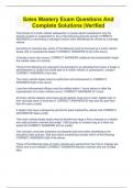 Sales Mastery Exam Questions And Complete Solutions &vert;Verified